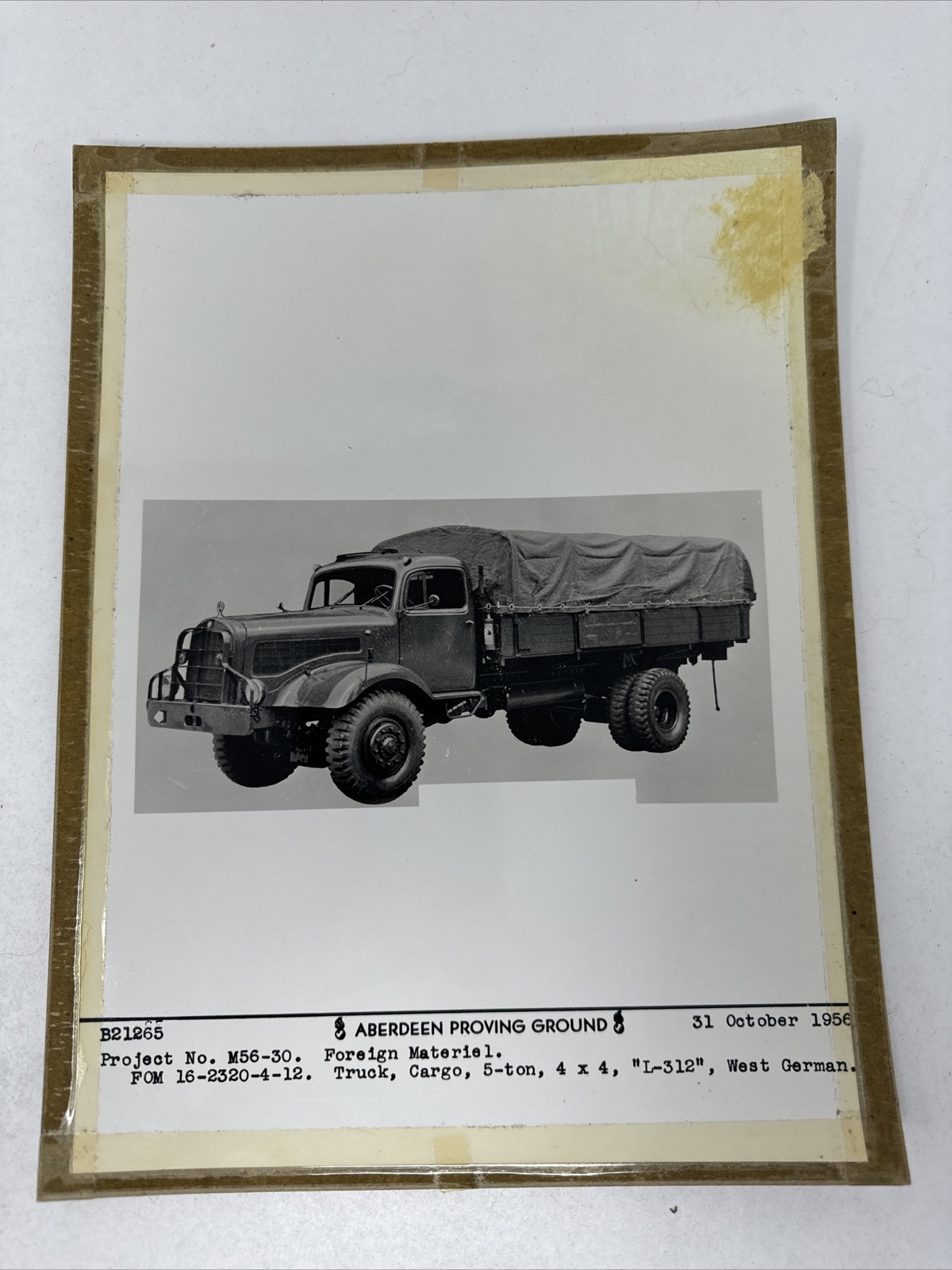 1956 Photo Army Cargo Truck \