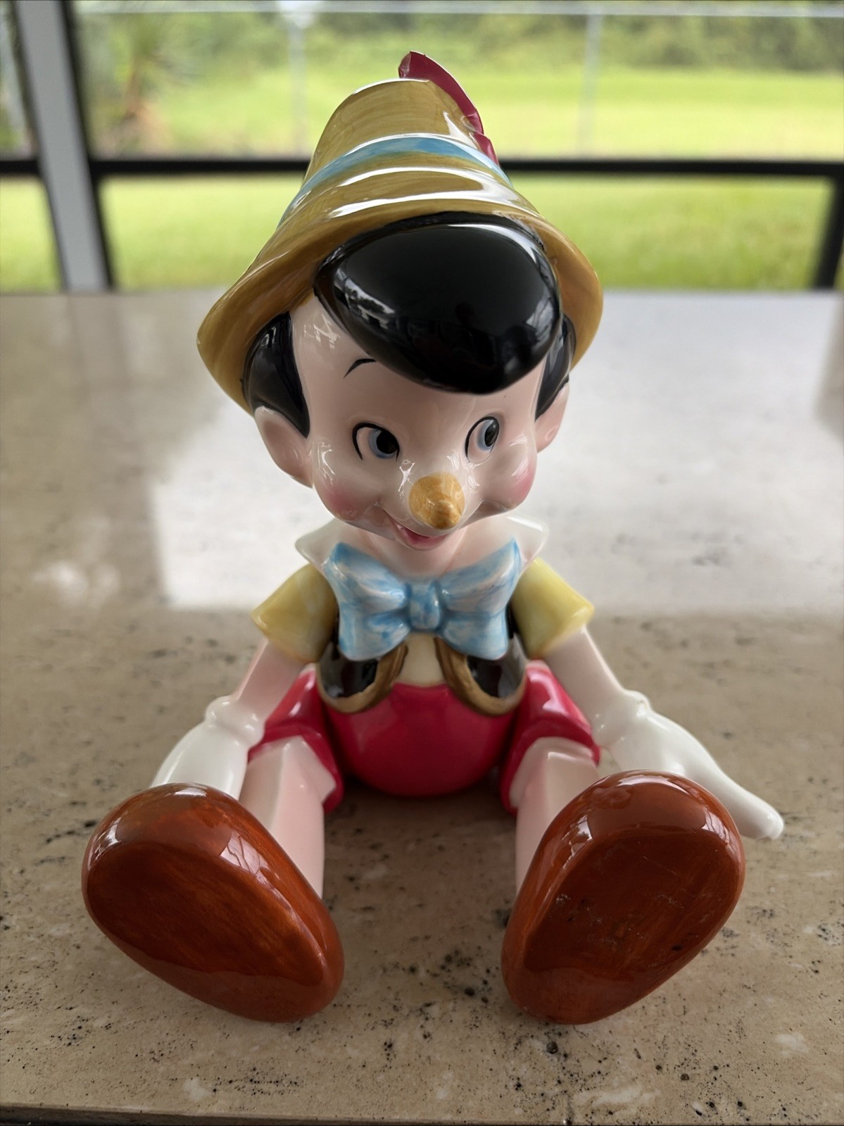 Vintage Schmid Disney Pinocchio Jointed Ceramic Wind Up Musical Music Box