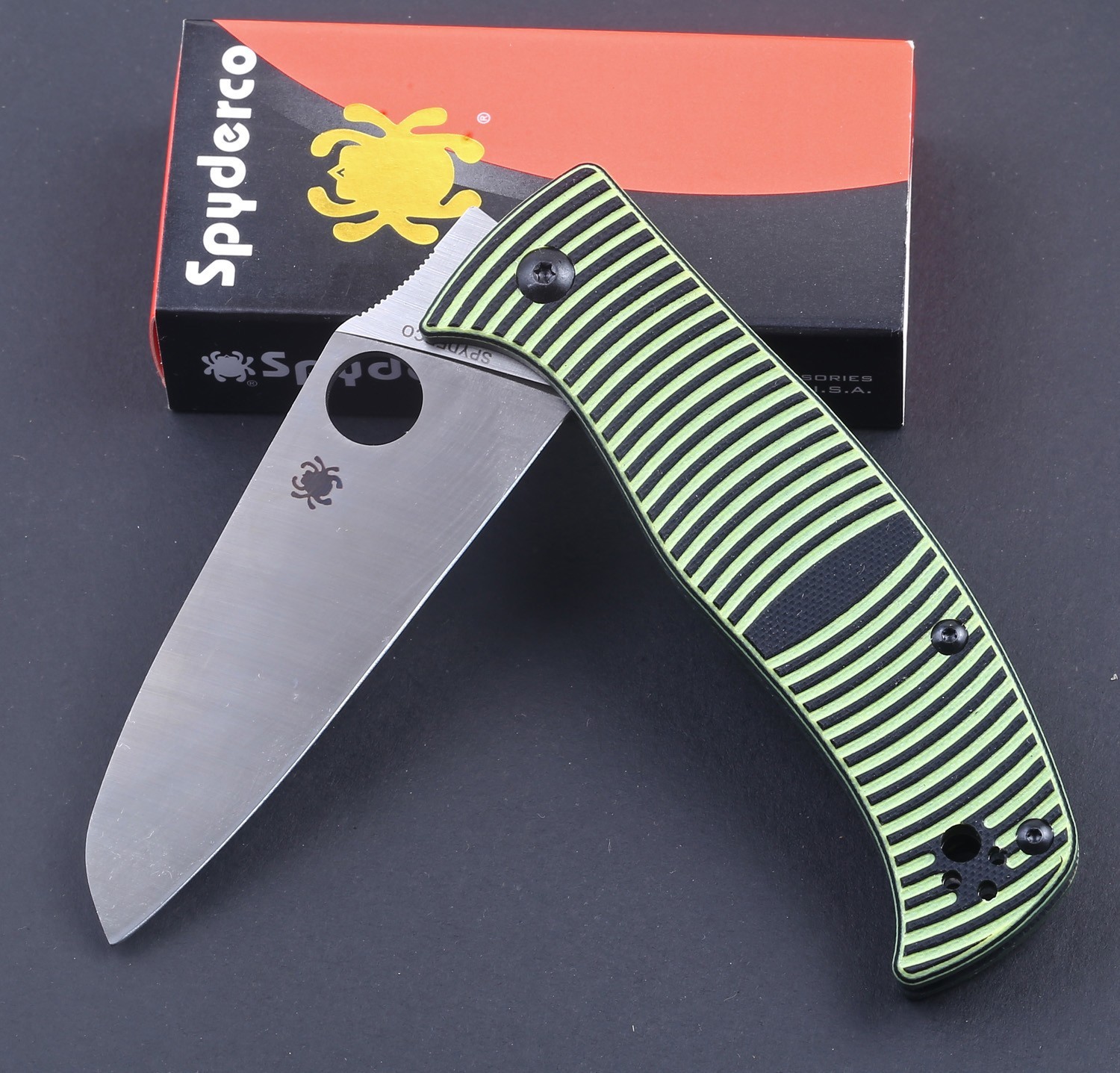 Green G10 Handle Liner Lock Tactical Large Pocket Camping Outdoor Pocket Knife