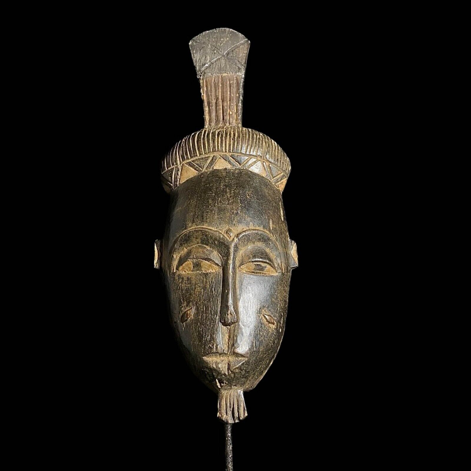 Vintage Hand Carved Wooden Tribal African Art Face Mask African Guro Baule -8007