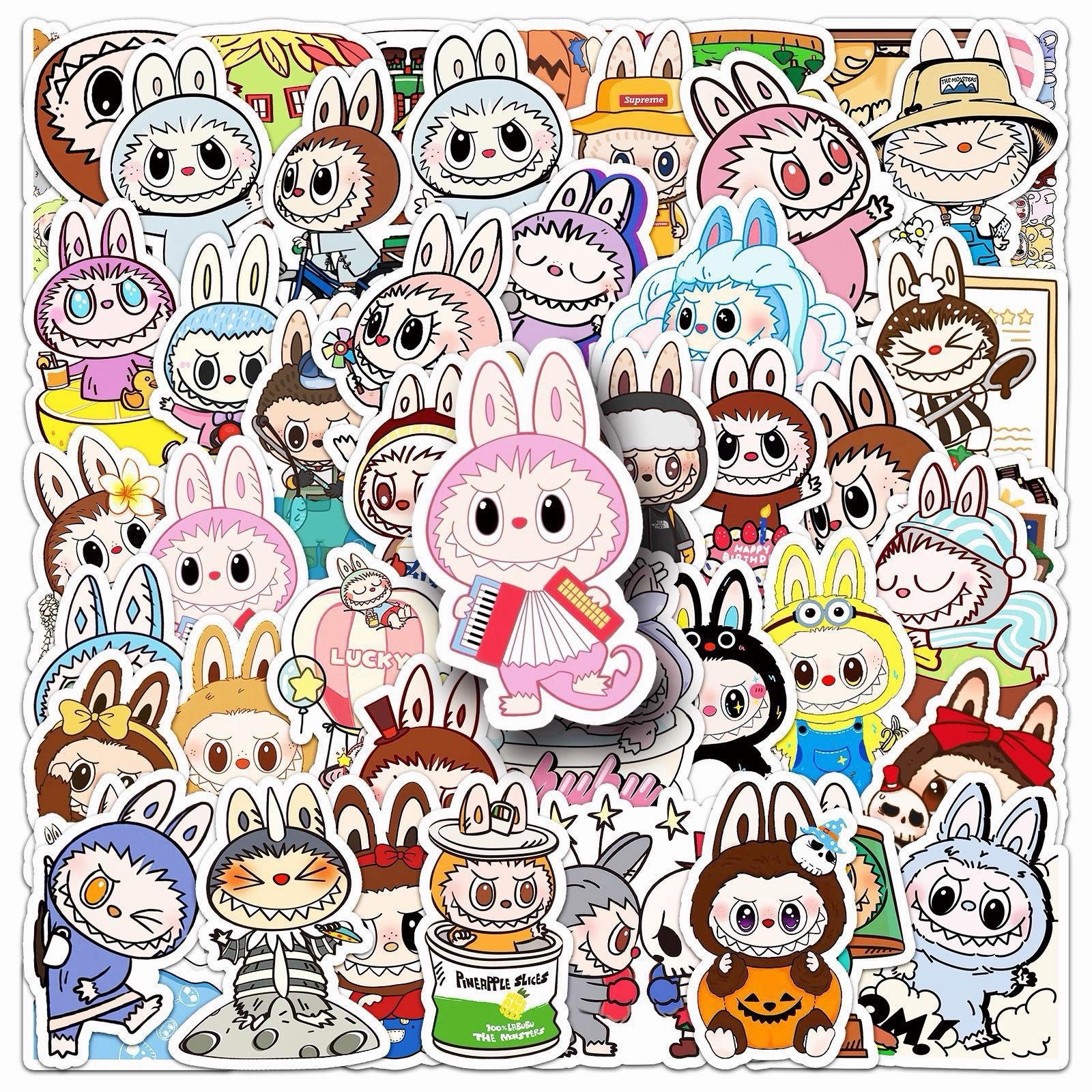 50 Pcs Cute Bunny Monster Vinyl Stickers Pack for Laptop/Water Bottle Labub