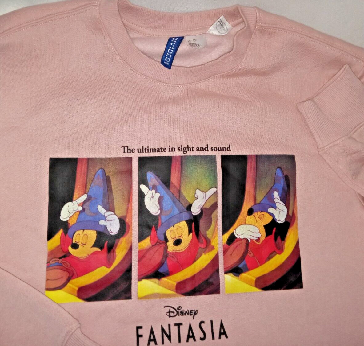 🪄🪄 Disney  Mickey Sorcerer Vintage Look Fantasia Sweatshirt Pink XS NEW  🪄🪄