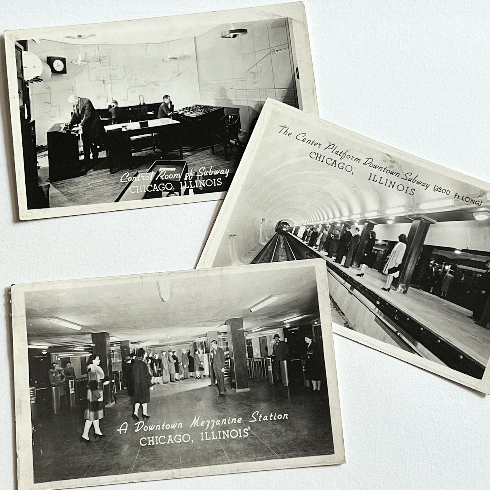 Vintage RPPC Real Photograph Postcard Subway Magazine Station Control Chicago IL