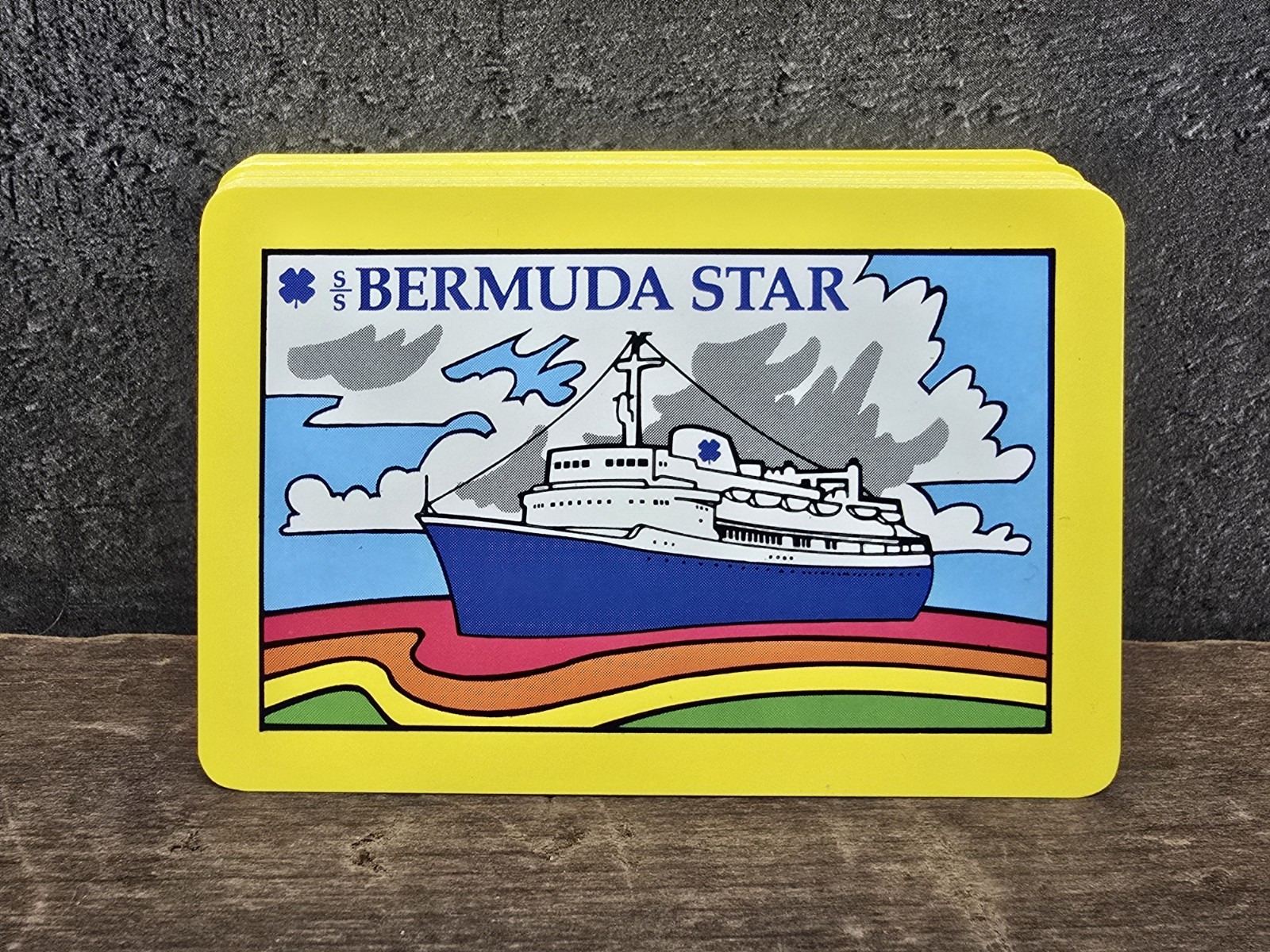 Vintage S.S. Bermuda Star Souvenir Play Cards Deck 54 Cards Rainbow Sea RARE