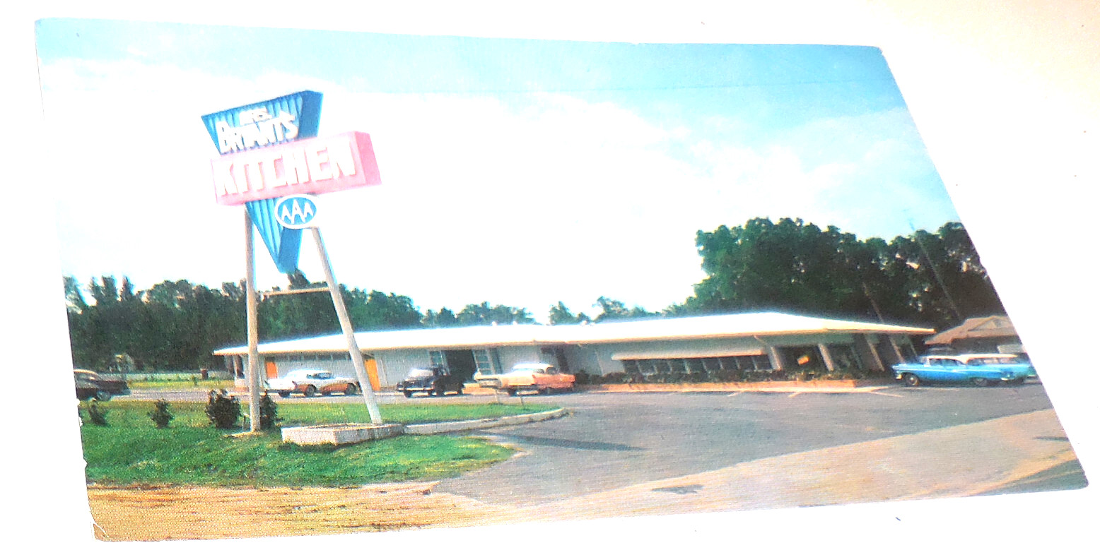 1 ad cars Mrs Bryant\'s Kitchen Statesboro Georgia Postcard restaurant VTG
