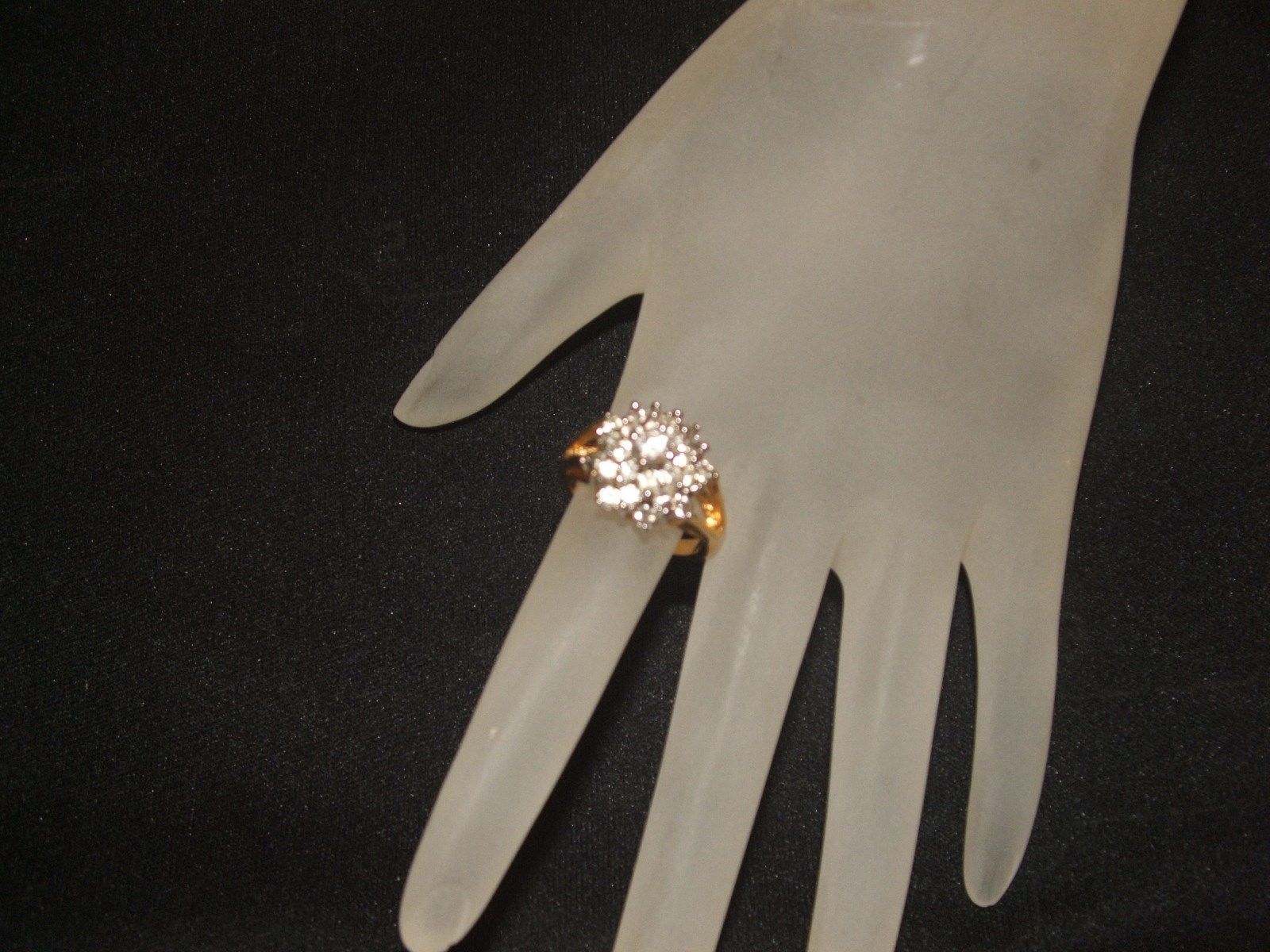 vintage1970's merlite cz cluster ring 14k  yellow gold  electroplated size  6.5