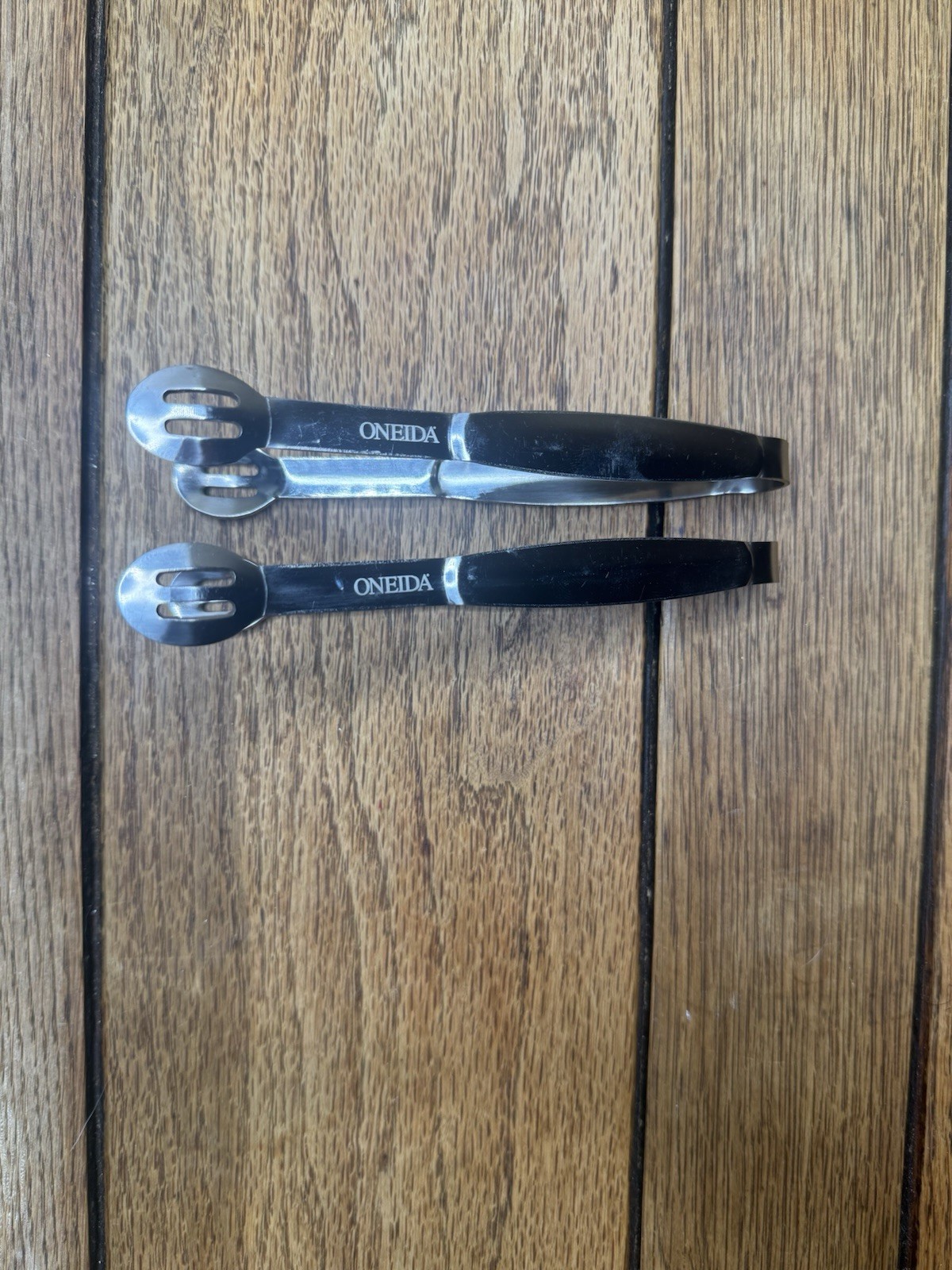 Pair of Vintage Oneida Stainless Steel Ice Tongs Mid Century Barware Sugar Cube.