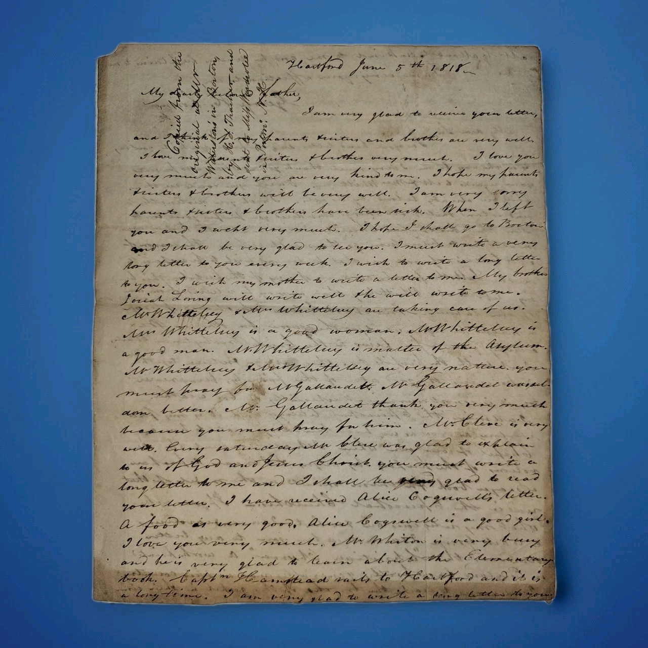 Rare 1818 Letter Written by a Deaf & Dumb Student at America’s First Deaf School