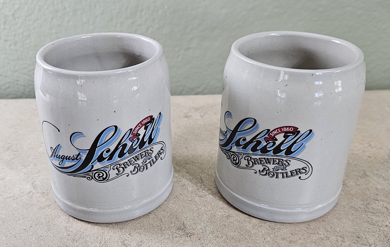 Vintage set of 1986 August Schell Brewers & Bottlers Beer Mugs 0.3 Liters ea. Vintage set of 1986 August Schell Brewers & Bottlers Beer Mugs 0.3 Liters ea.