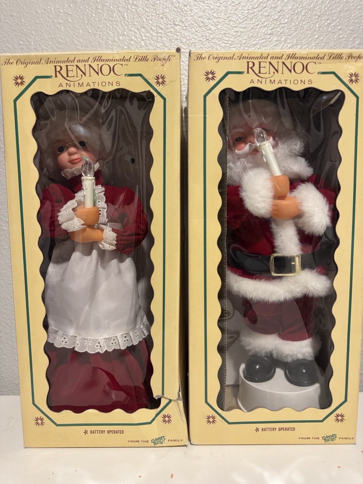 Vintage Rennoc Animations Santa & Mrs Claus Animated Figures In Box Set