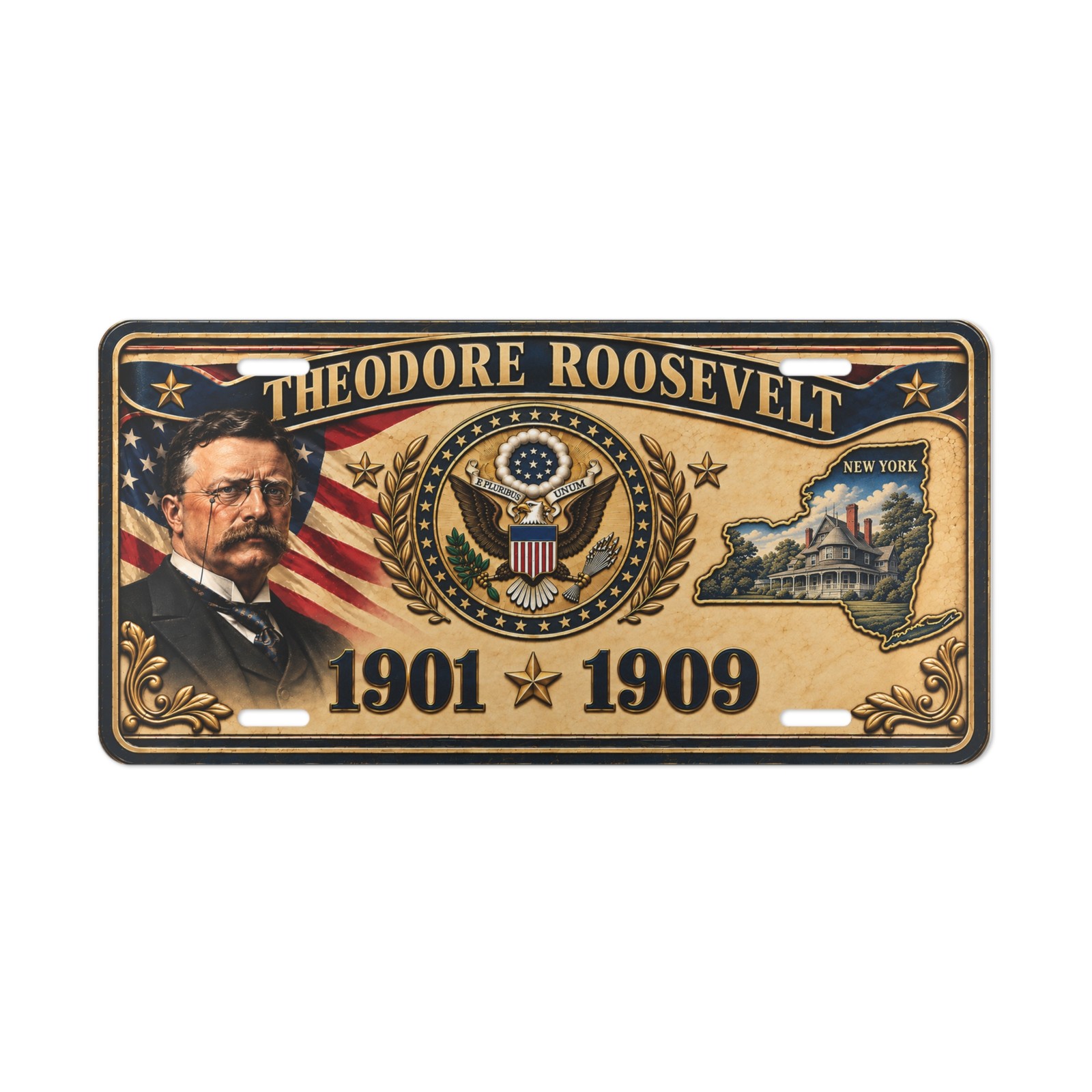 Theodore Roosevelt 1901-1909 New York Novelty License Plate Presidential Decor