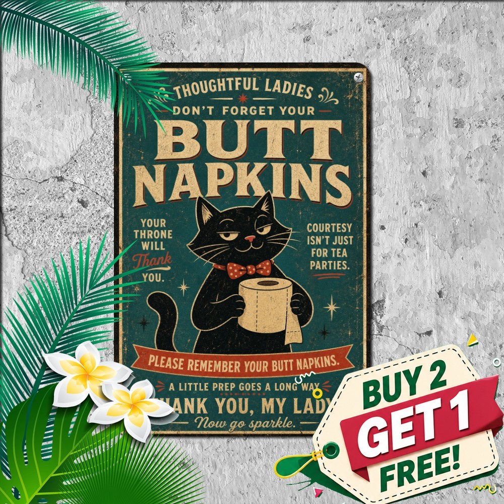 Funny Bathroom Napkins Humor Metal Sign Restroom Decor Novelty Tin Plaque