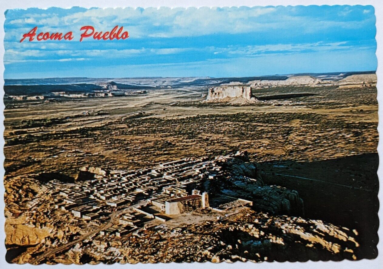 Acoma Indian Pueblo The Sky City Aerial View New Mexico Vintage Postcard A5