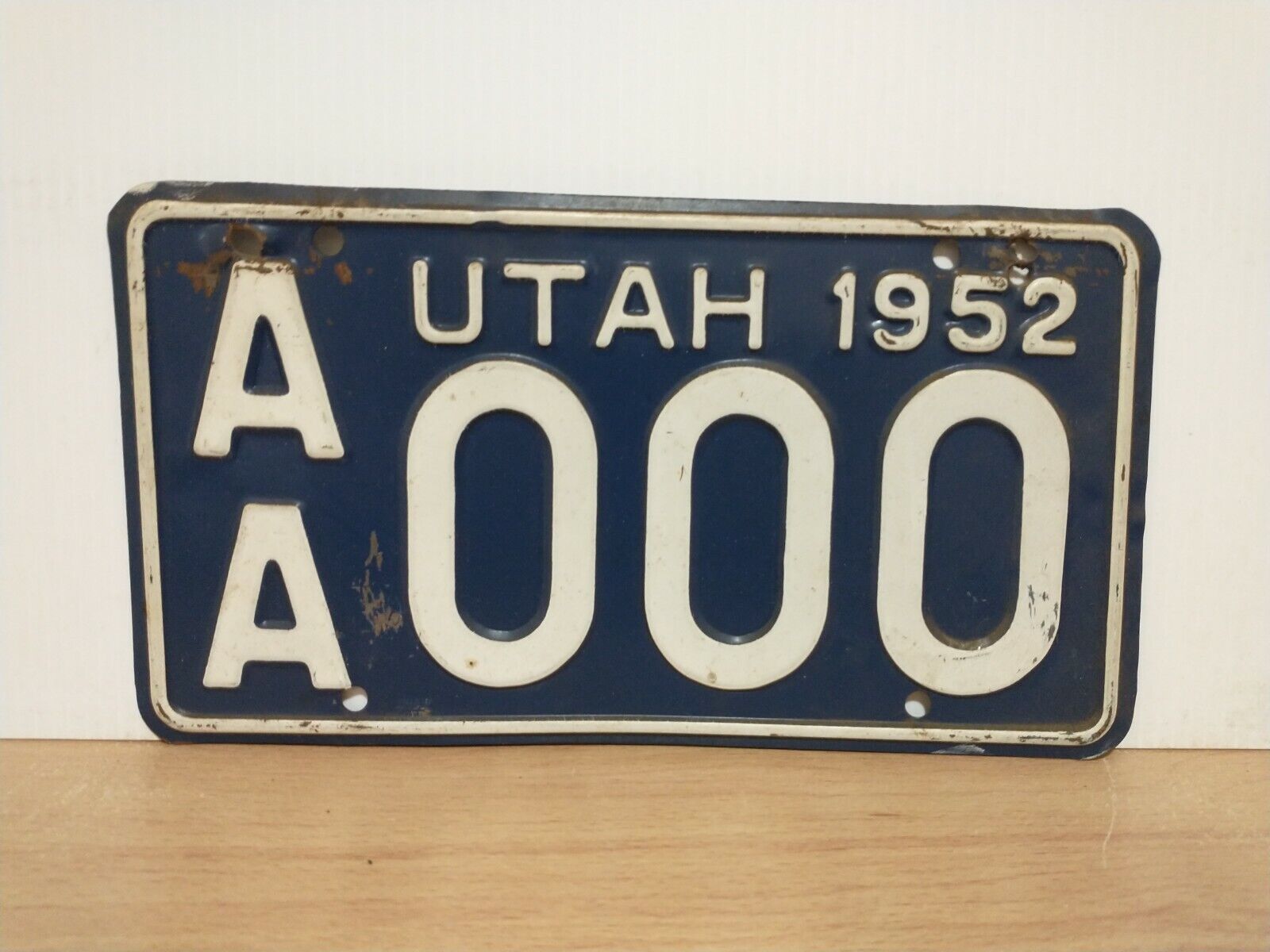 1952 Utah SAMPLE ZERO  License Plate Tag Original