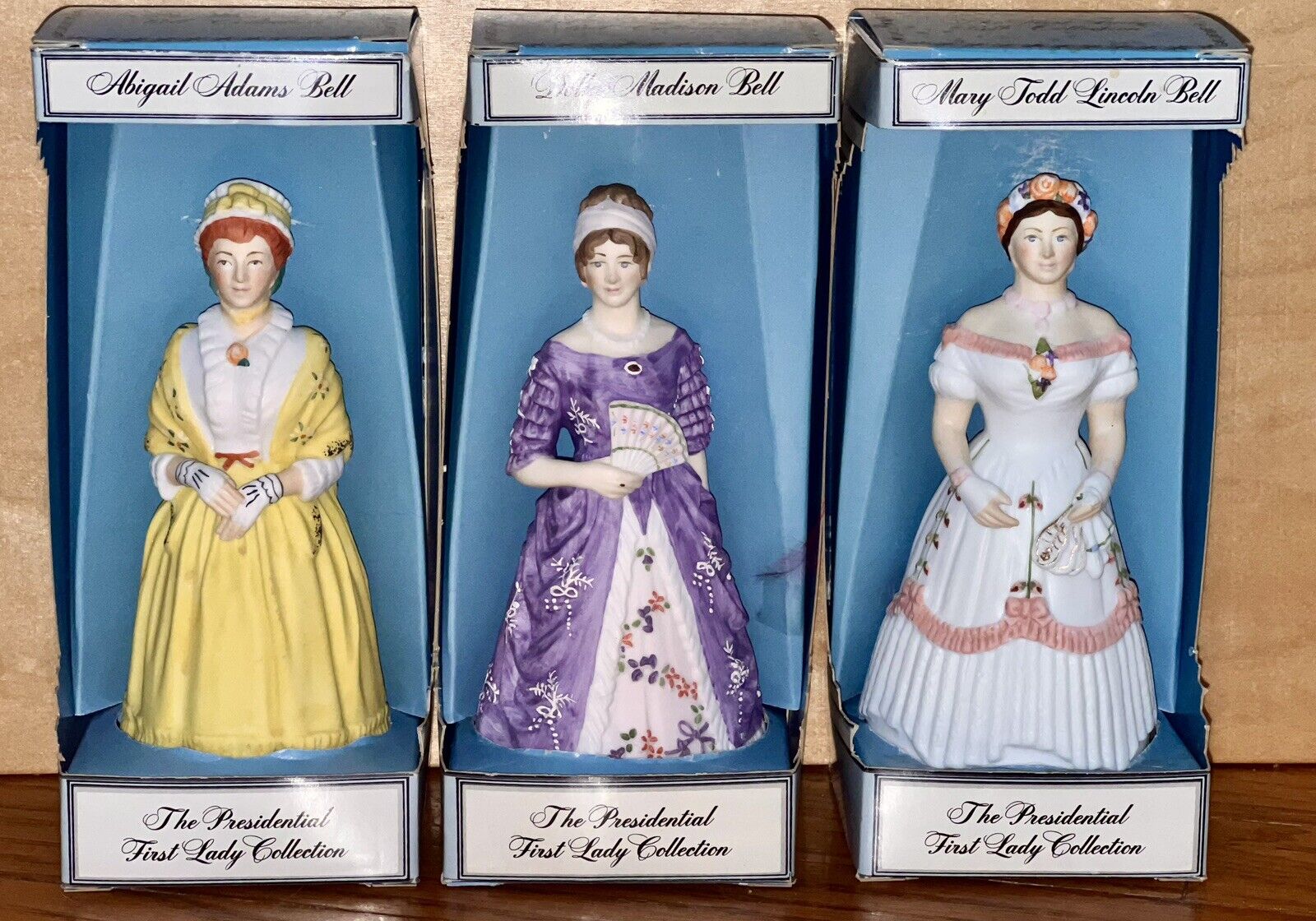 VTG NEW Four Lady Figurine Porcelain Bells The President\'s Wives Gorham