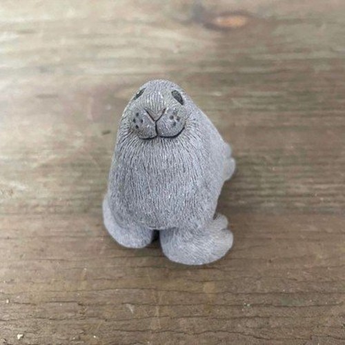 Vintage Siku Canada Stone Seal Figurine Hand Carved Inuit Style Gray Textured