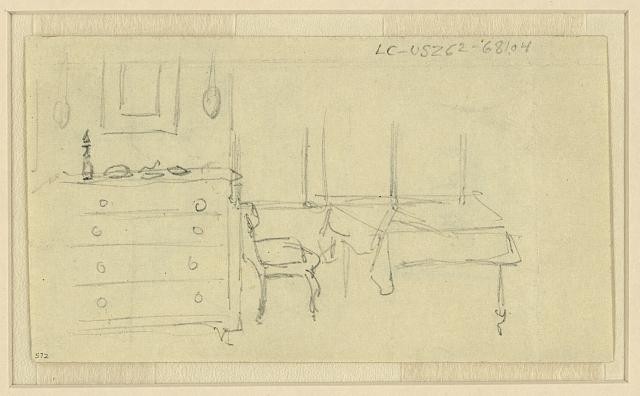 Springfield Illinois Abraham Lincoln Home Bedroom May 1865 Interior Drawing