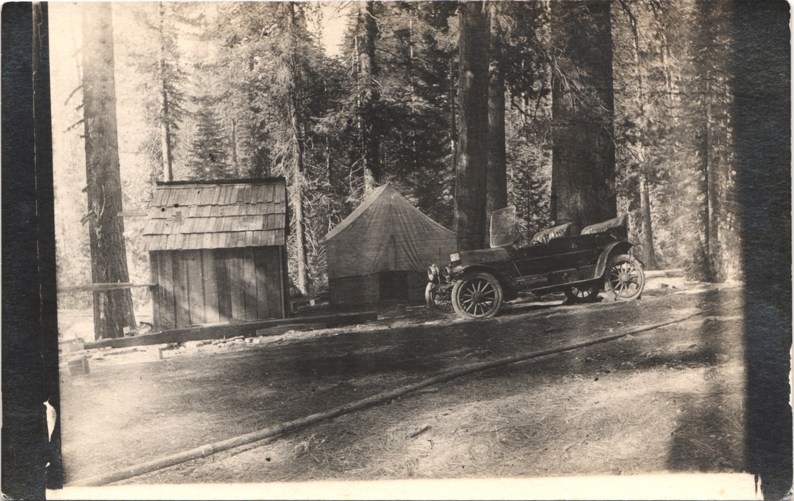 CAR AT CAMP sugar pine ca 1910s postcard real photo rppc california