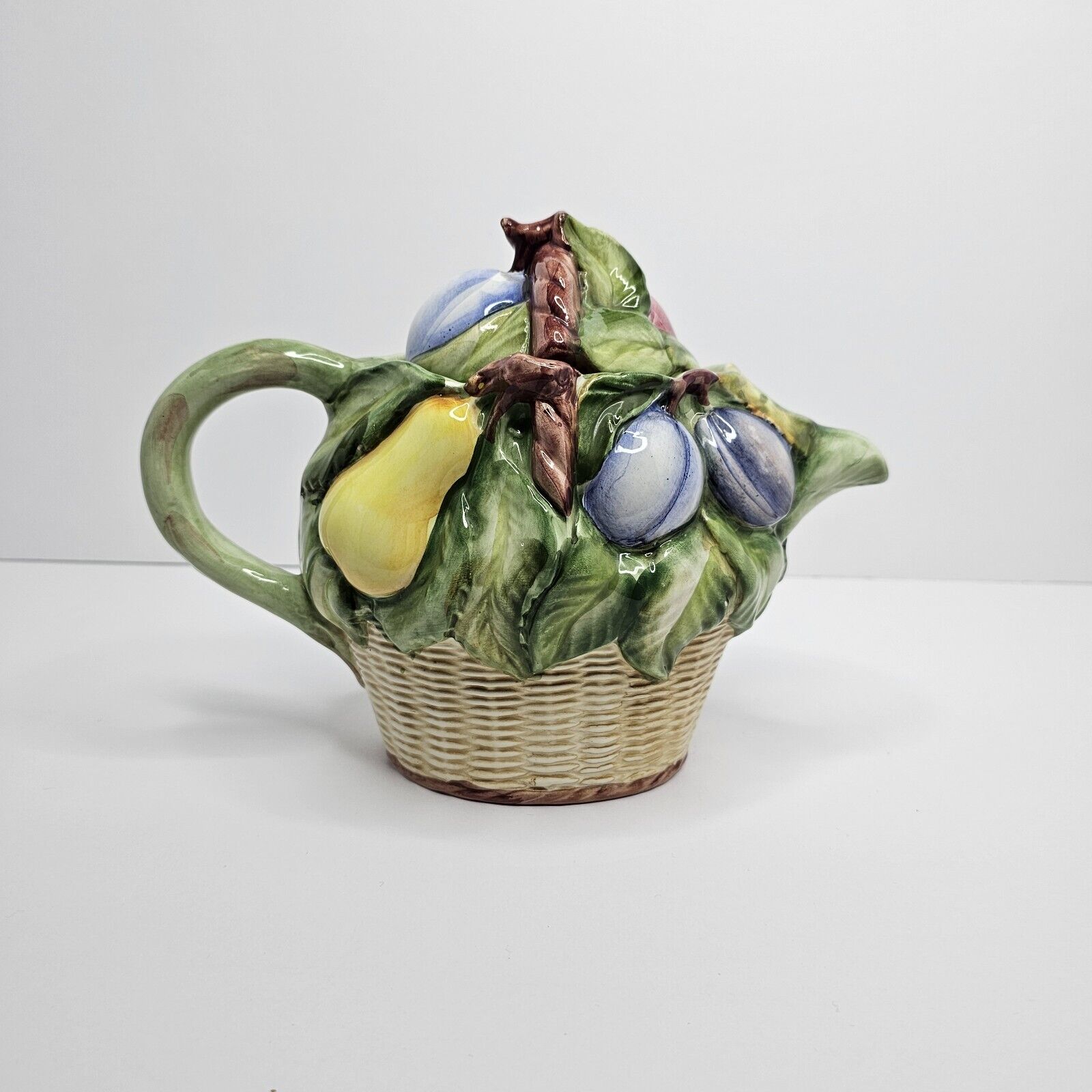 Fruit Basket Teapot From Italy Great Addition To Your CottageCore Kitchen