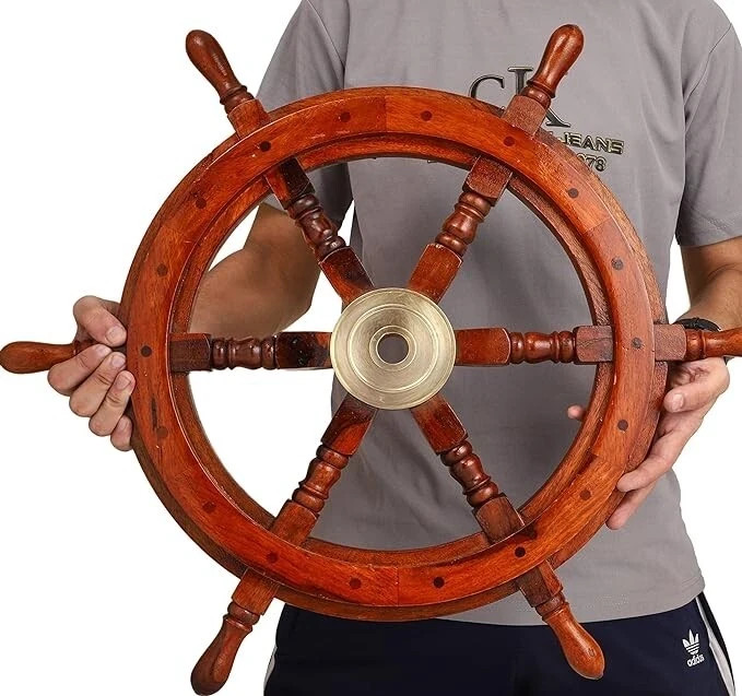 Nautical Wooden Boat Ship Steering Wheel for Home Decoration 18