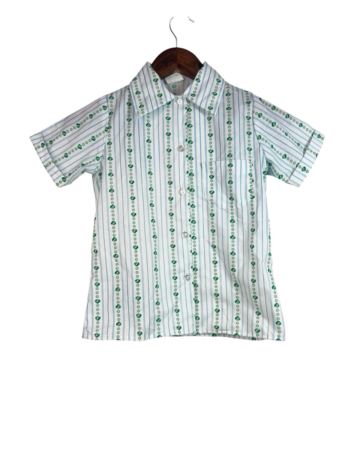 Vintage Girl Scouts Button Up Shirt Striped Made In USA Size 8 Retro Cottagecore