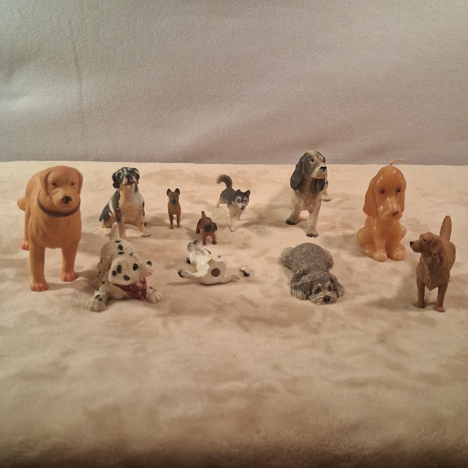 11 Vintage Dog Figurine Lot Mortens Studio Sandicast Schleich Enesco Ceramic Wax