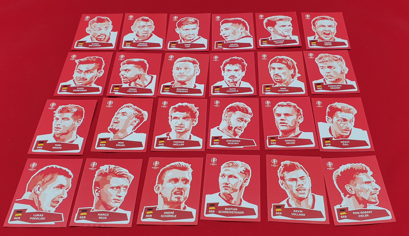Panini Euro 2016 all 24 Coca Cola special stickers complete German team Euro 16