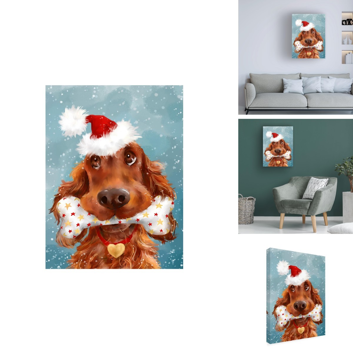 Trademark Fine Art Canvas Wall Art MAKIKO Christmas Irish Setter