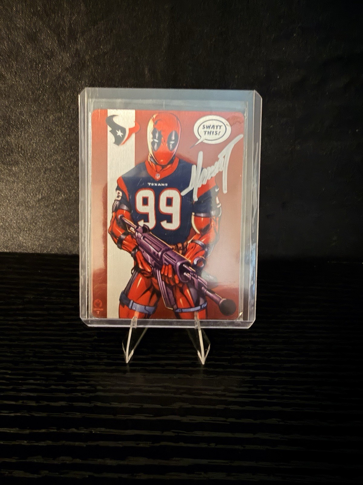 Deadpool Metal Card Signed, Marat Mychaels. COA Houston Texans Deadpool