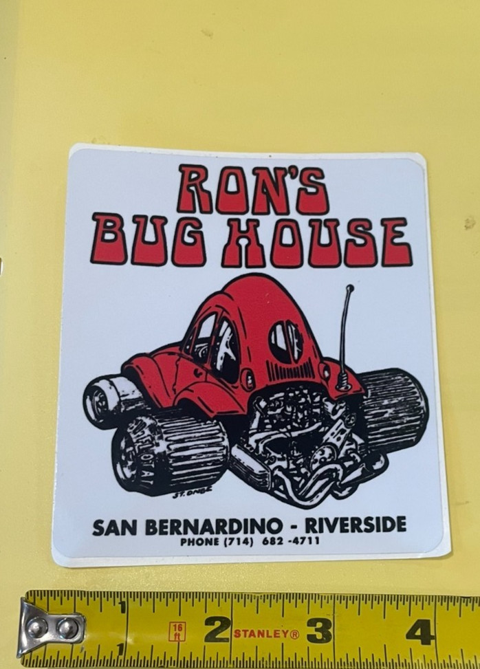 RON'S BUG HOUSE  Repro of Vintage Off Road 4X4 BAJA VW RACING Sticker Decal
