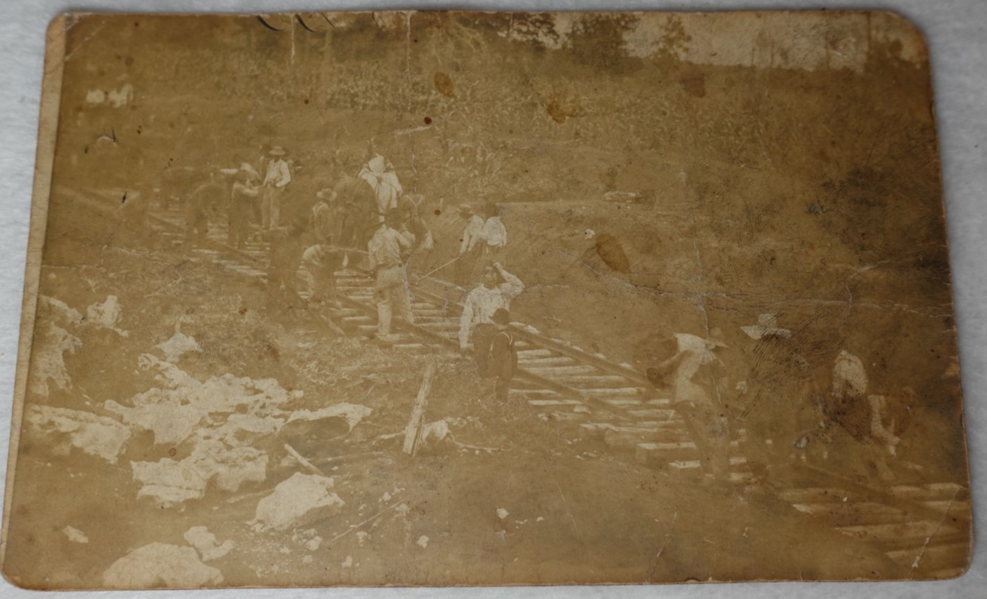 Railroad Working on Tracks Railway Antique 1914 Oklahoma Antique RPPC Postcard