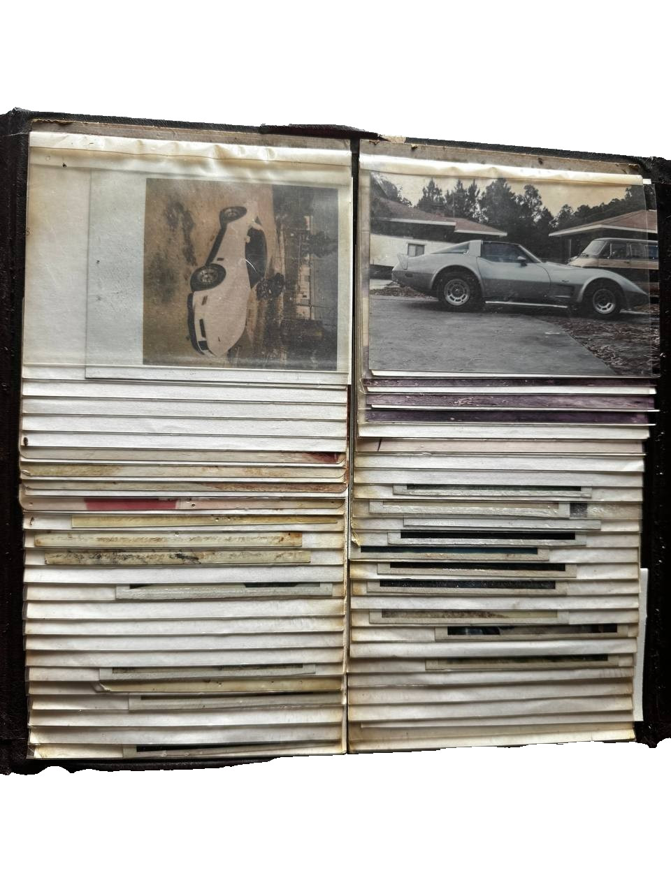 Vtg Leather Photo Album with Classic Car Photos Brass Clasp (12