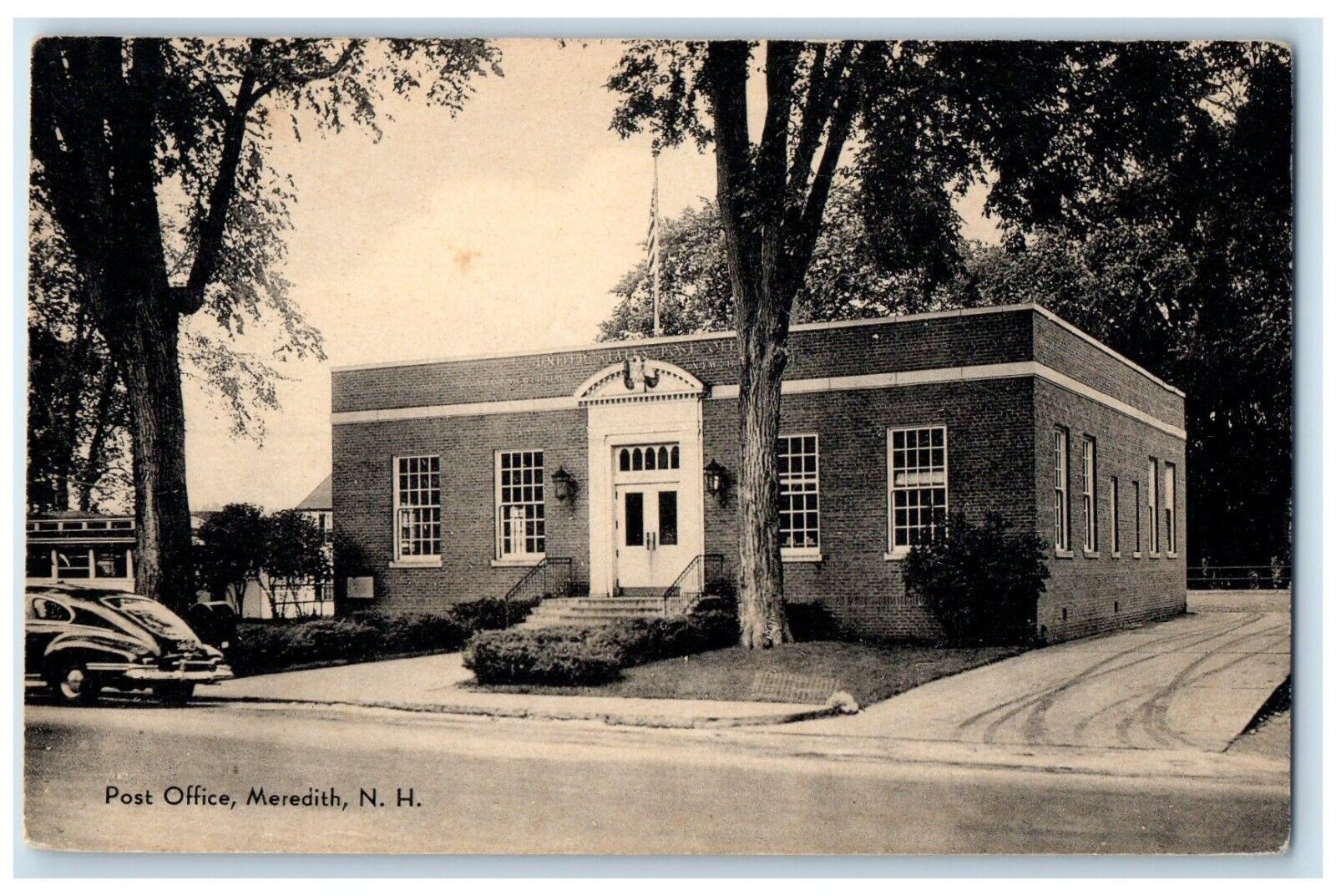 c1930\'s Post Office Building Cars Meredith New Hampshire NH Antique Postcard