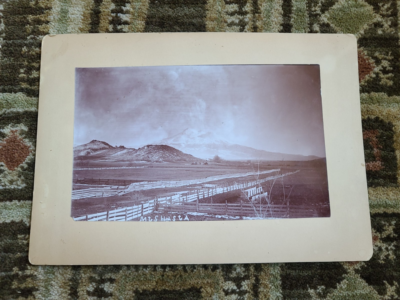 Antique Photograph Mount Shasta California Landscape Western USA Fire/Clouds? Antique Photograph Mount Shasta California Landscape Western USA Fire/Clouds?