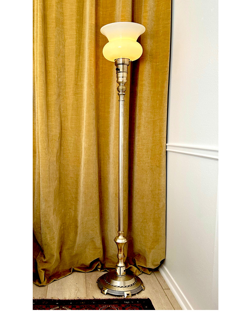 Antique/Vintage Art Deco Silver Torchiere Floor Lamp by Colonial-Premier Co