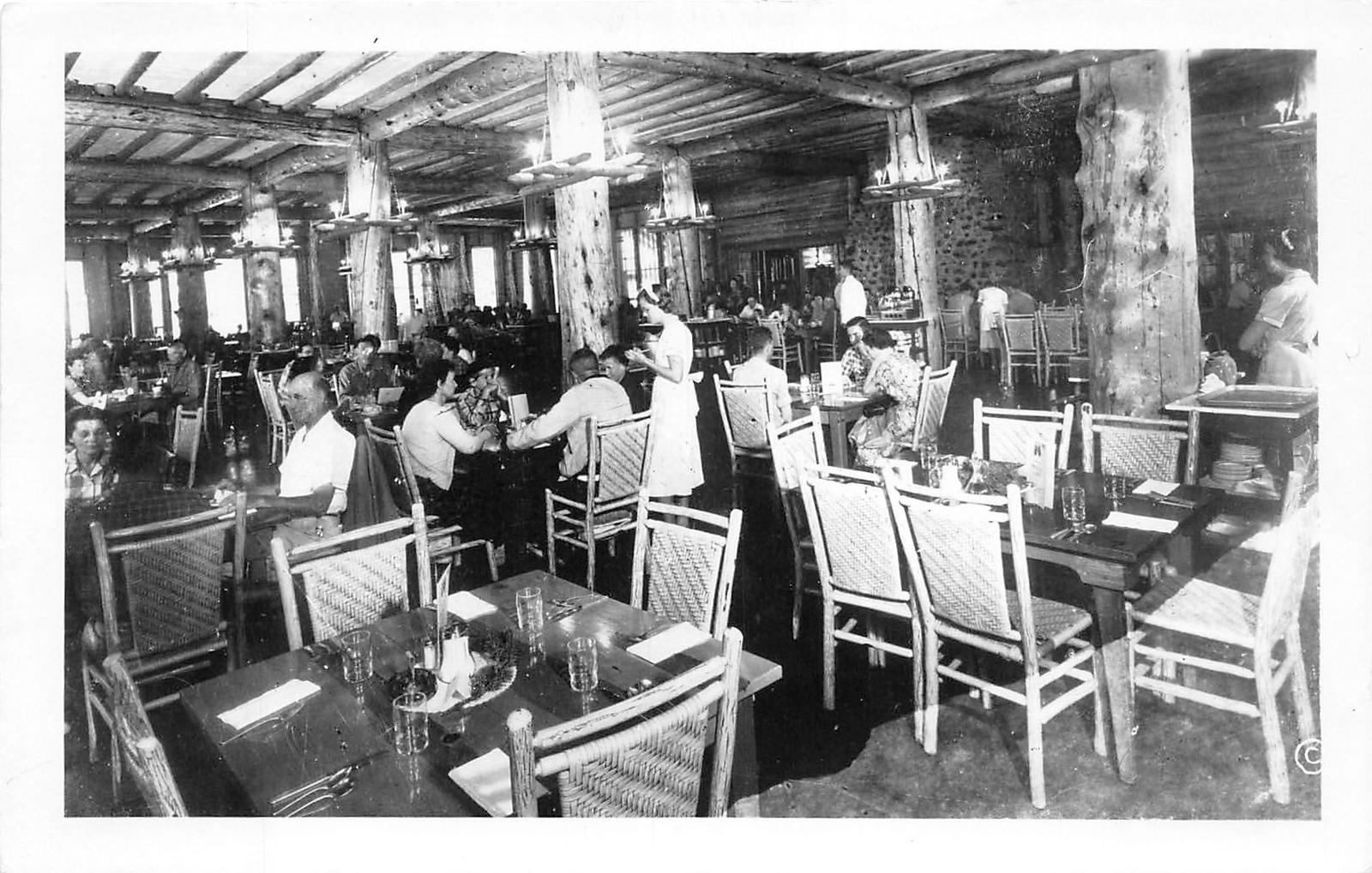 J31/ Yellowstone National Park Wyoming Postcard RPPC 50s Lake Lodge 1