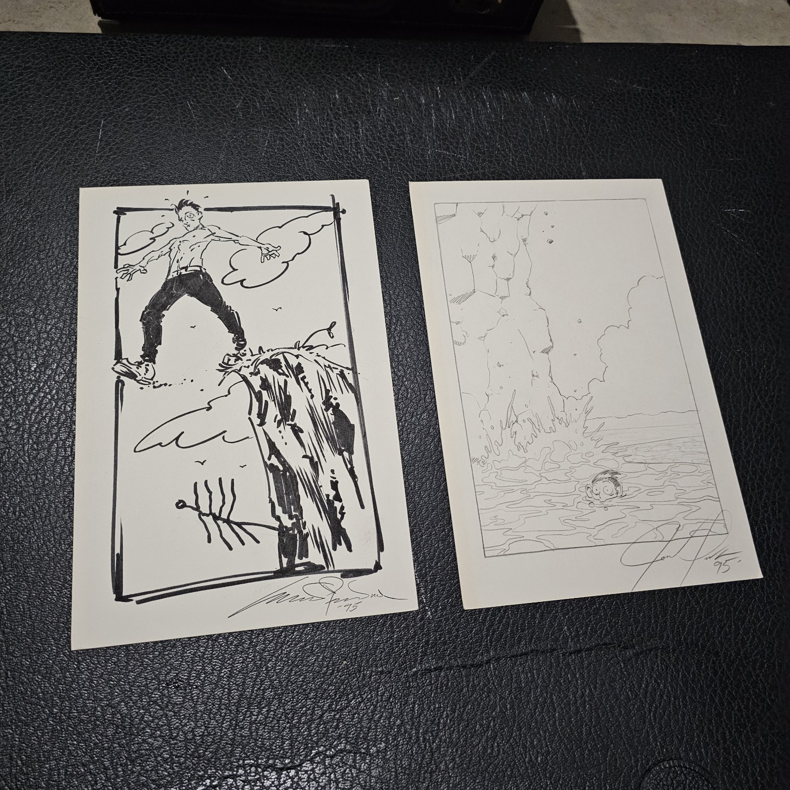 Arnold & Jacob Pander TWO (2) ORIGINAL ART PenciI/Ink Sketches Set 1995 GRENDEL Arnold & Jacob Pander TWO (2) ORIGINAL ART PenciI/Ink Sketches Set 1995 GRENDEL