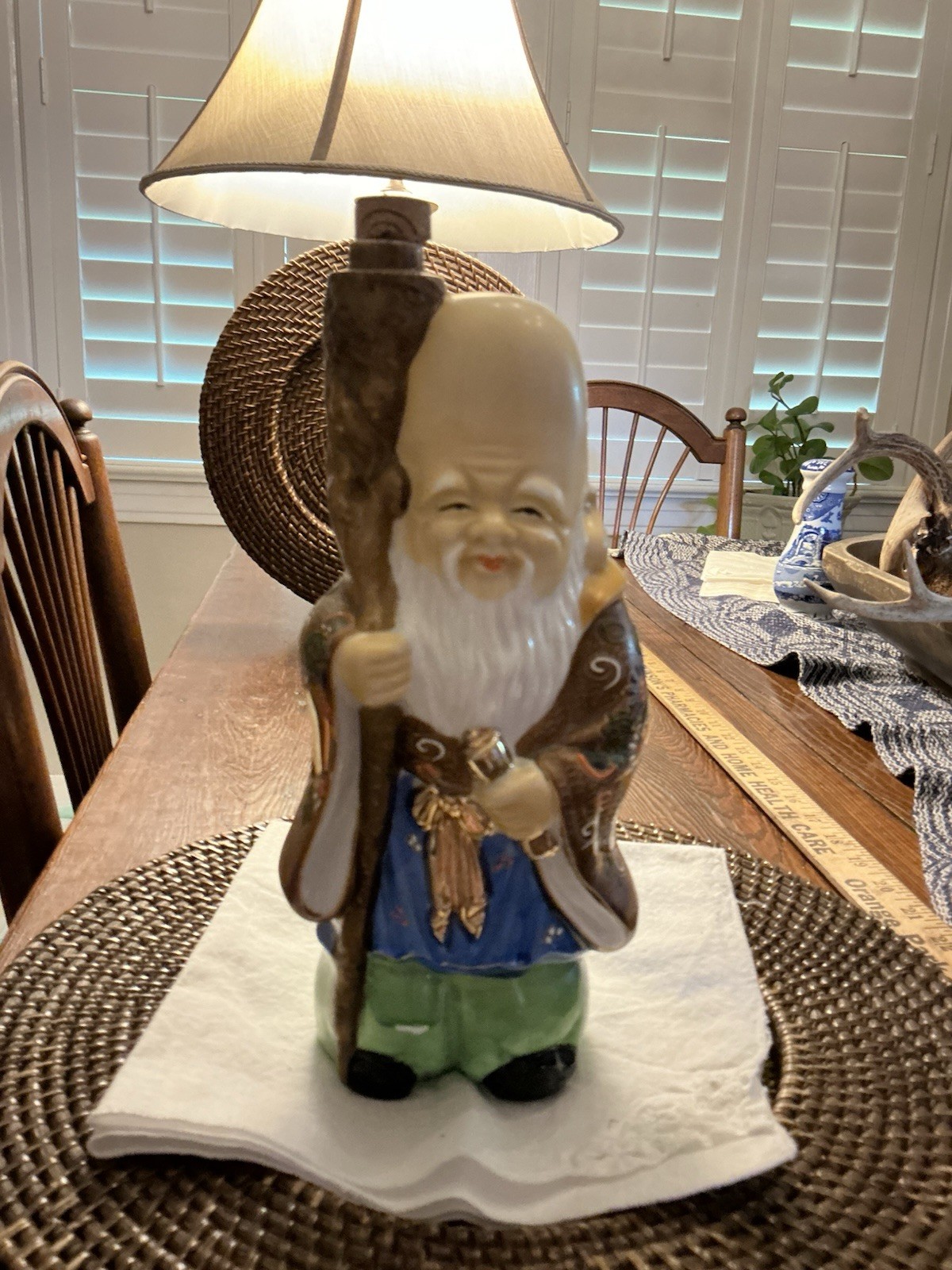 VTG 1960s Kamotsuru Sake Japan Decanter Figurine Bottle Moriage Porcelain