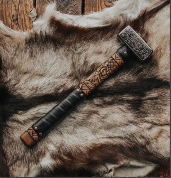 MDM Custom Handmade Viking Hammer, Thor Hammer. Custom Hammer & Rose Wood Handle