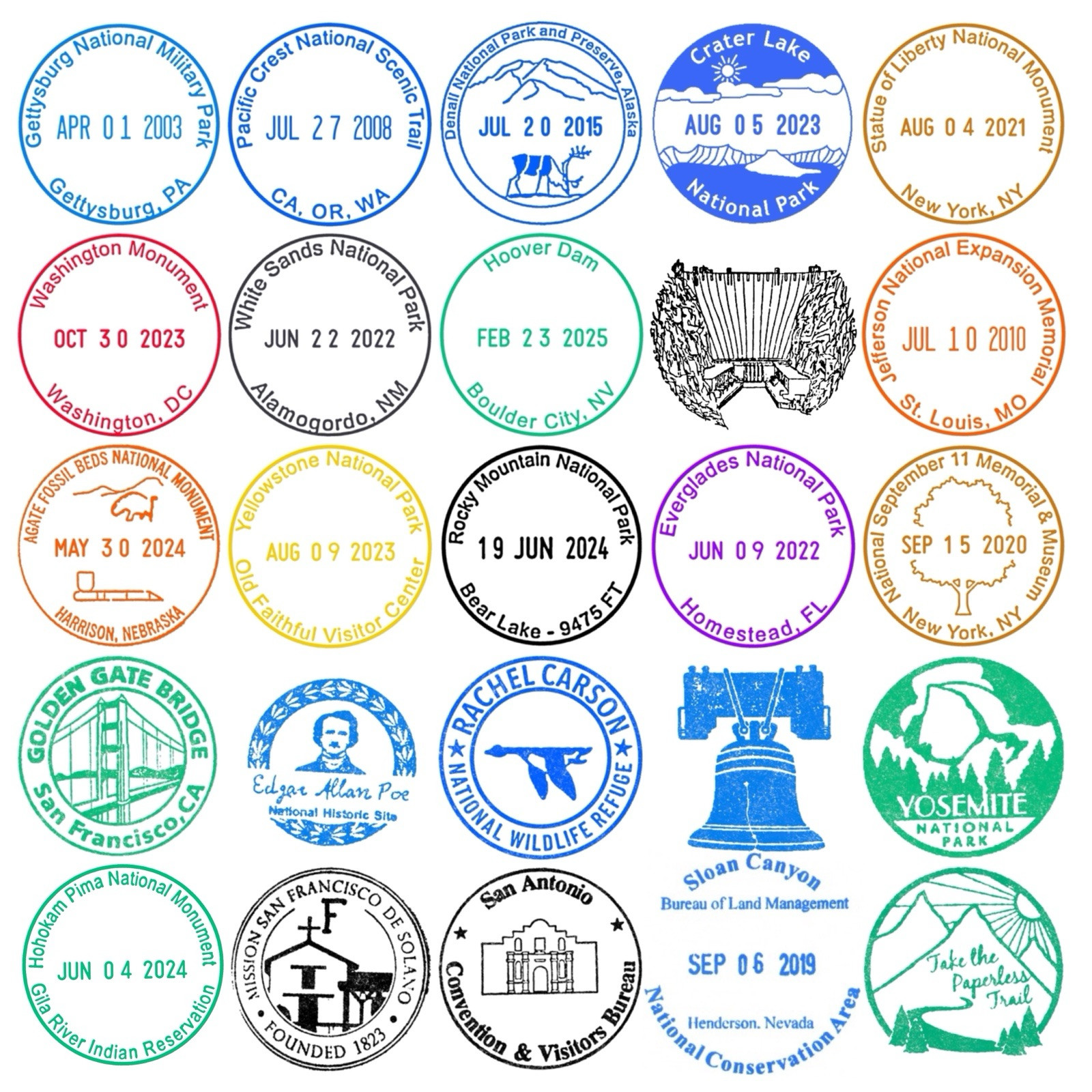 National Park Passport Cancellation Stamp Stickers - Custom Passport Stamps