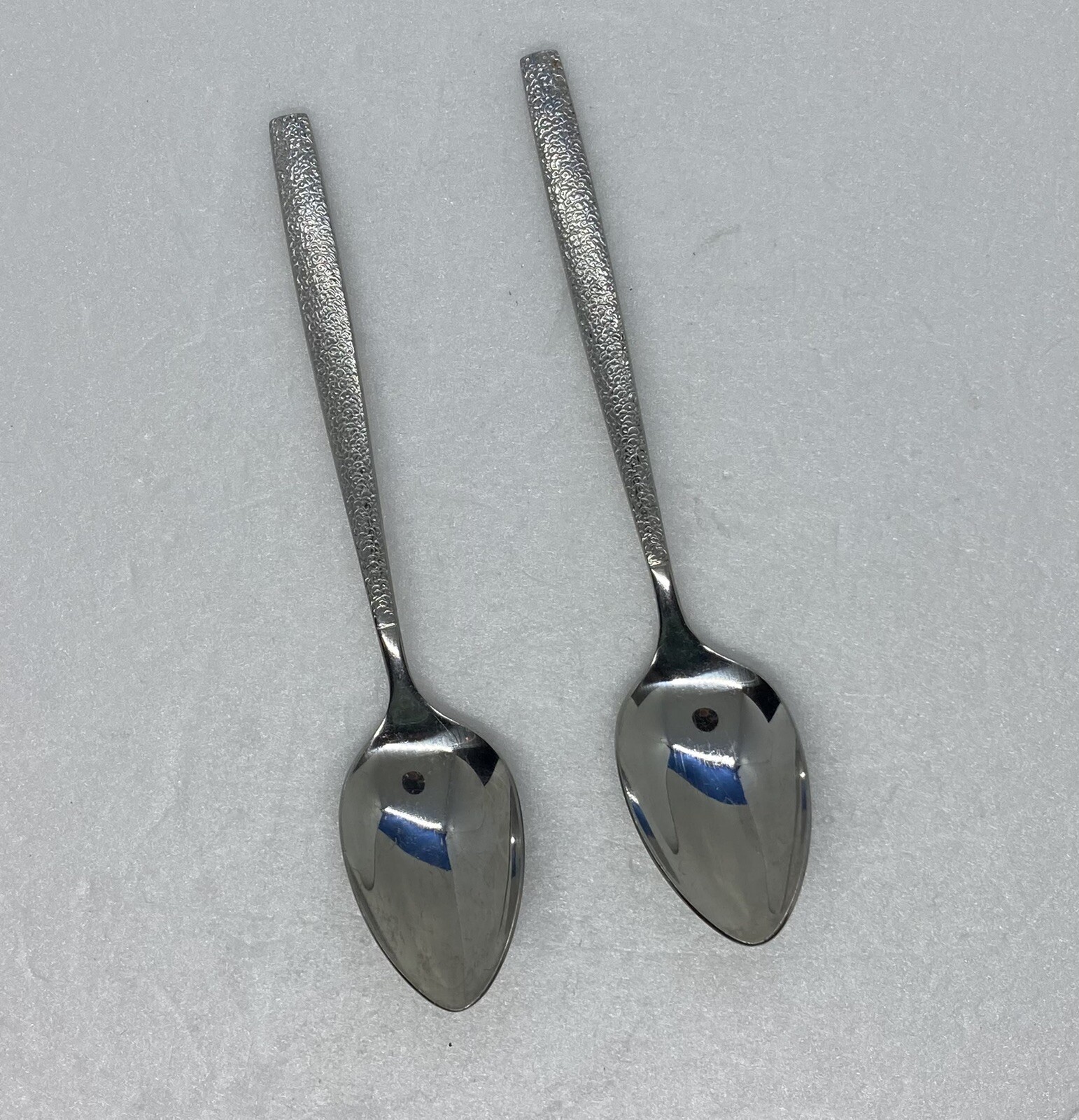 Vintage 1980s Ekco Eterna Spoon Set Stainless Steel 6” Knurled Handle Japan 21 Vintage 1980s Ekco Eterna Spoon Set Stainless Steel 6” Knurled Handle Japan 21