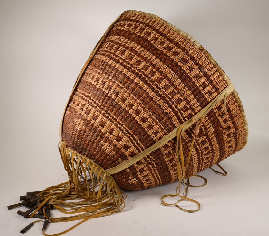 Large Apache Burden Basket With Fringe and 30 Cones ca 1930-1940