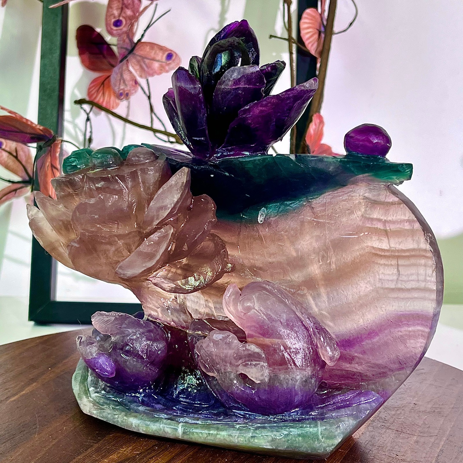 4.47LB  Fluorite handmade carving, diverse forms of artistic sculpture
