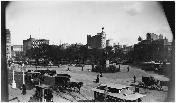 Manhattan NY Union Square at 14th Street ca 1895 Washington st- 1900 Old Photo Manhattan NY Union Square at 14th Street ca 1895 Washington st- 1900 Old Photo