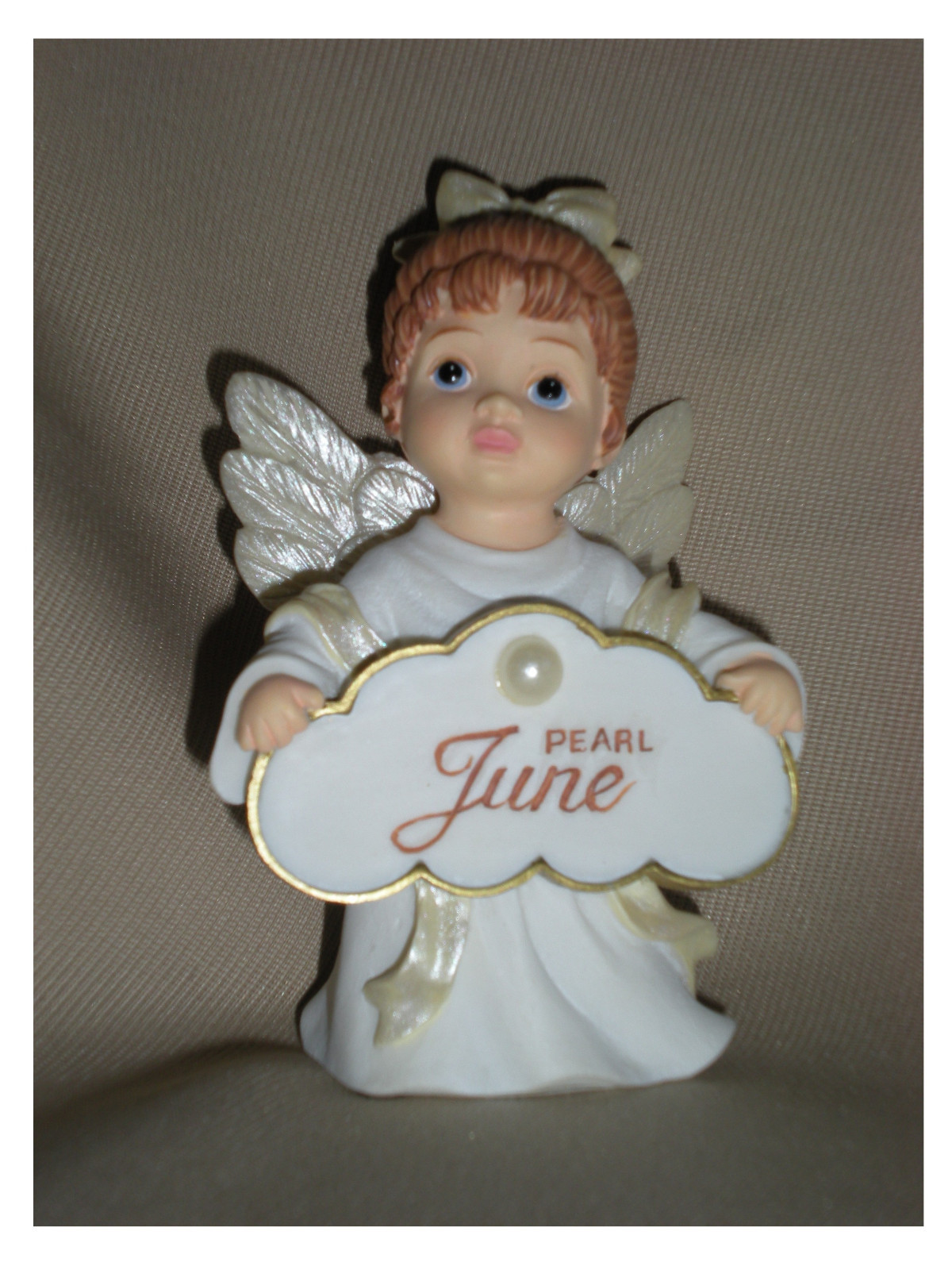 BIRTHSTONE ANGEL FIGURINE - JUNE - PEARL  - JEANE'S THINGS