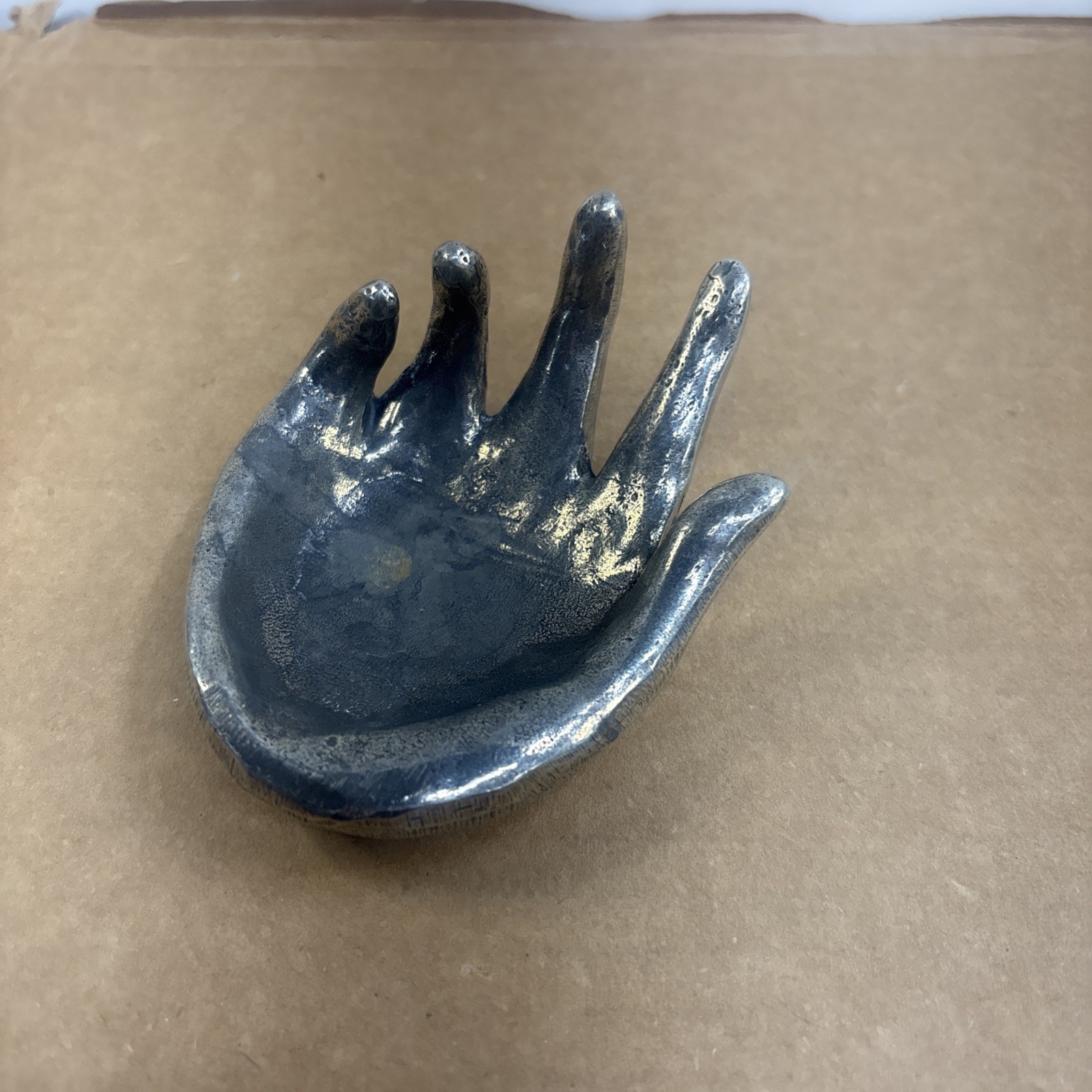 Rare Patrick Meyer Cast Pewter Hand BRUTALIST Modernist Ring Tray Rare Patrick Meyer Cast Pewter Hand BRUTALIST Modernist Ring Tray