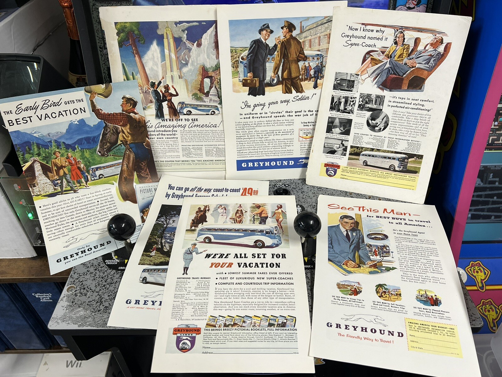 Vintage 1940s 1950s Greyhound Bus Transportation Advertising Print Ads Lot