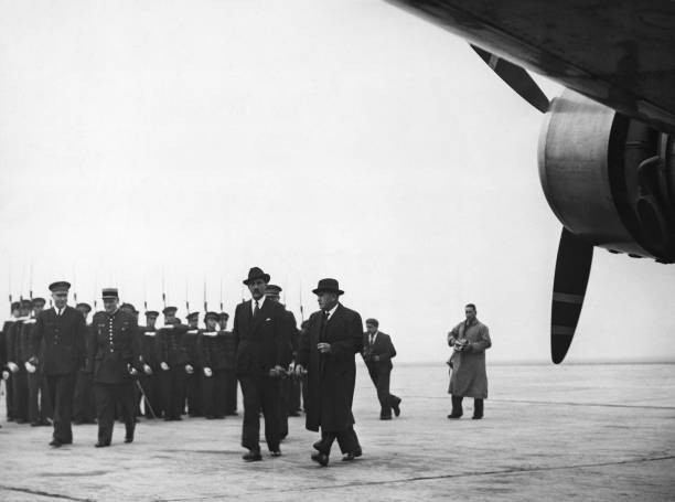 Edouard Daladier leaves for Munich in France in September 1938 Old Photo Edouard Daladier leaves for Munich in France in September 1938 Old Photo