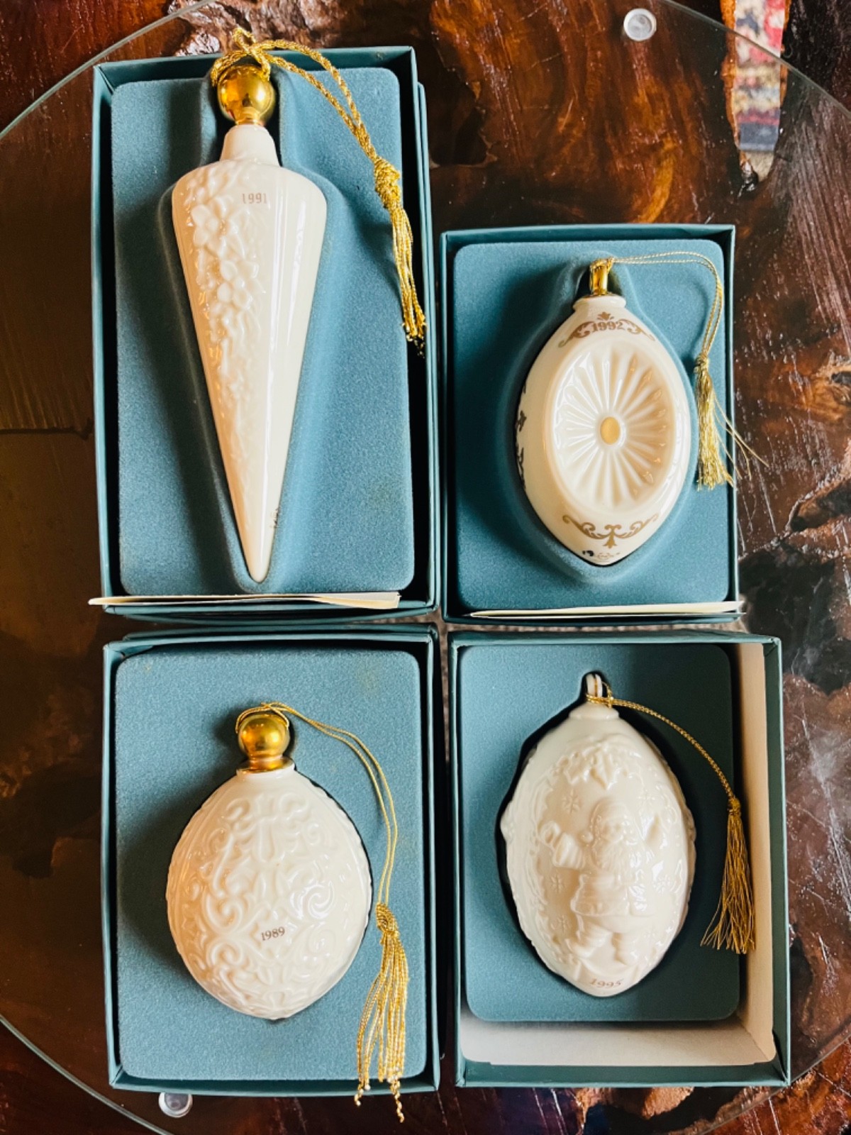 Lot of 4 Vintage Lenox Ivory 24 karat trim Ornaments Lot of 4 Vintage Lenox Ivory 24 karat trim Ornaments