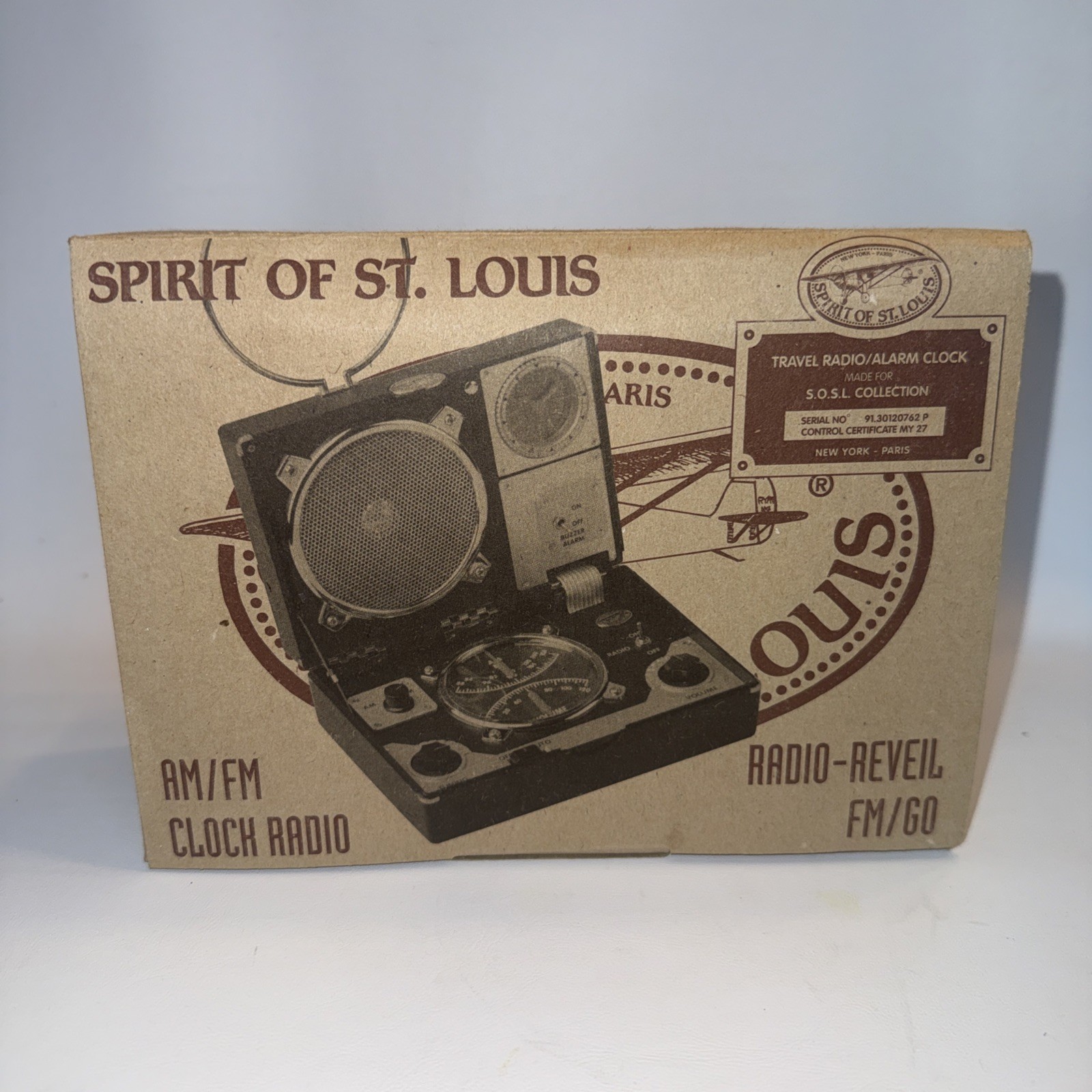 Vintage Winston Marksman Radio Alarm Clock Spirit of St Louis Retro Aviator NOS